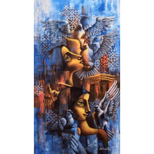 Shaista Momin, Untitled, 20 x 40 Inch, Acrylic on Canvas, Figurative Painting, AC-SHM-046